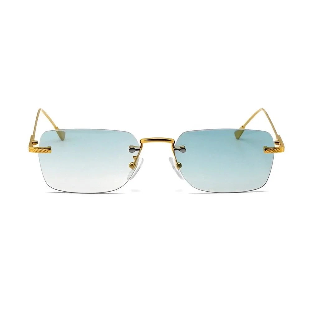 Mens Classy Sunglasses Gold Metal Frame Green‎ Lens Hip Hop Outfit UV400 Protect